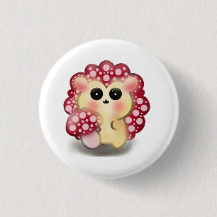 Süße Kawaii Rote Pilz-Waldmurmeltier-Art Button