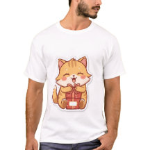 Süße Kawaii-Rotkatze umarmt Geschenkbox ✨🎁