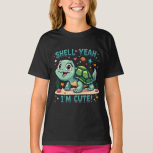 Süße Kawaii-Schildkröte mit lustigem Wortspiel und T-Shirt