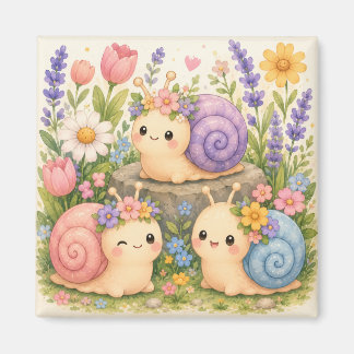 Süße Kawaii-Schnecken mit Blumen Magnet