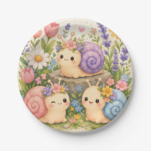 Süße Kawaii-Schnecken mit Blumen