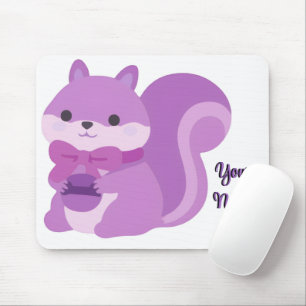 Süße Kawaii sitzende Eichhörnchen-Lila-Maus Mousepad