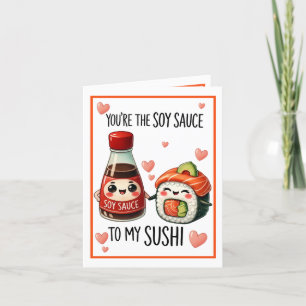 Süße Kawaii-Sojasauce und Sushi Dankeskarte