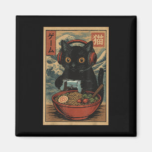 Süße Kawaii-Spielekatze Lustige Ramen-Retro-Japani Magnet