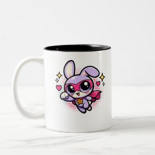 Süße Kawaii-Superhelden-Hasen-Kaffeetasse Zweifarbige Tasse