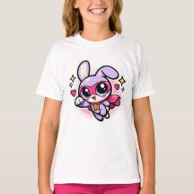 Süße Kawaii Superhelden-Hasen-Mädchen T-Shirt