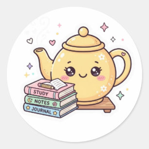 Süße Kawaii Teekanne Study Notes Journal Buch Aufk Runder Aufkleber