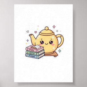 Süße Kawaii Teekanne Study Notes Journal Buchaufkl Poster