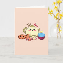 Süße Kawaii-Teezeit- und Süßigkeiten-Illustration