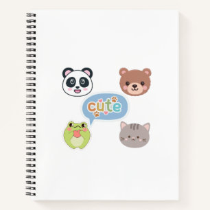 Süße Kawaii-Tiergesichter Ansprechendes Cartoon- Notizbuch