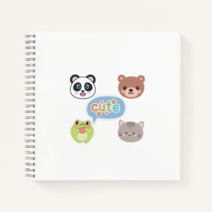 Süße Kawaii-Tiergesichter   Ansprechendes Cartoon- Notizbuch