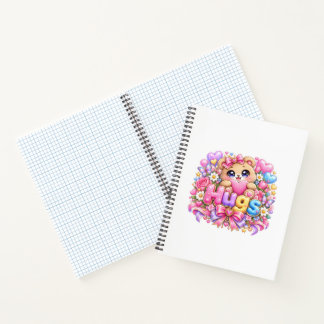 Süße Kawaii Umarmungen Teddybär Pastell Rosa Flora Notizbuch