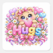 Süße Kawaii Umarmungen Teddybär Pastell Rosa Flora