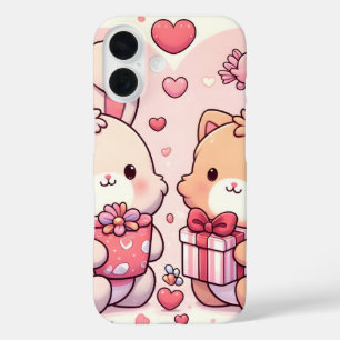 Süße Kawaii Valentinstag Hase Bär Liebesgeschenk iPhone 16 Hülle