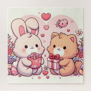 Süße Kawaii Valentinstag Hase Bär Liebesgeschenk Puzzle