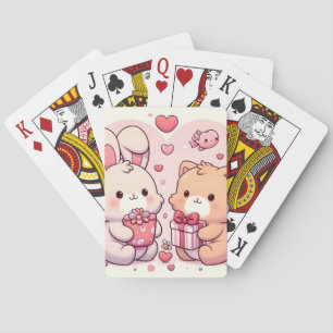 Süße Kawaii Valentinstag Hase Bär Liebesgeschenk Spielkarten