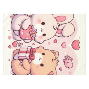 Süße Kawaii Valentinstag Hase Bär Liebesgeschenk Tischdecke