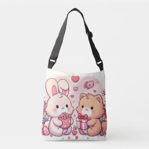 Süße Kawaii Valentinstag Hase Bär Liebesgeschenk Tragetaschen Mit Langen Trägern