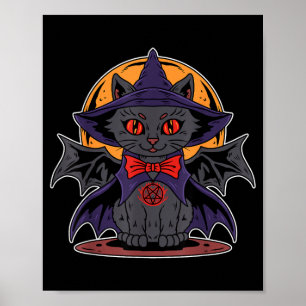 Süße Kawaii Vampir Hexe Fledermaus Flügel Mond Hal Poster