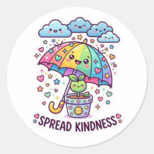 Süße Kawaii Verspreite Freundlichkeit Regenschirm Runder Aufkleber