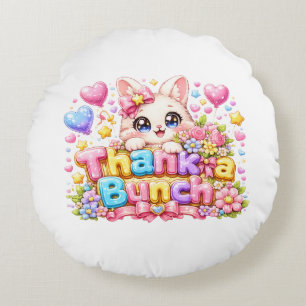 Süße Kawaii Vielen Dank Kätzchen Name Pastell Rosa Rundes Kissen