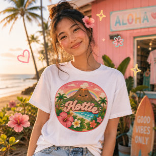 Süße Kawaii-Vulkan-Tropen-Grafik Tri-Blend Shirt