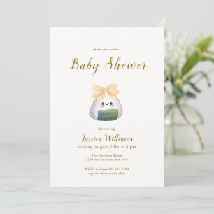 Süße Kawaii-Wasserfarbe-Schleife-Onigiri-Baby-Part Einladung
