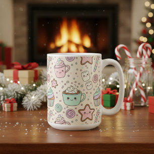 Süße Kawaii-Weihnachtsleckereien Pastell-Festtage Kaffeetasse