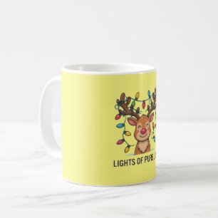 Süße Kawaii-Weihnachtsrentier-Lichter der reinen F Kaffeetasse