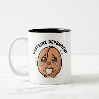 Süße Kawaii weinende Kaffebohne Koffeinabhängig Zweifarbige Tasse