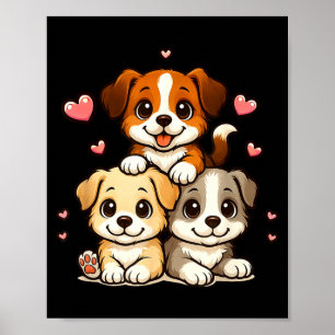 Süße kawaii Welpen neko lustiges Hunde Liebhaber G Poster