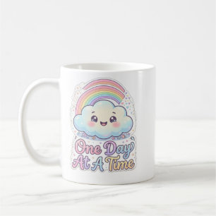 Süße Kawaii-Wolke Regenbogen-Ein-Tag-zum-Zeit-Kaff Kaffeetasse