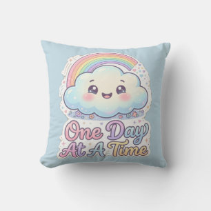 Süße Kawaii-Wolken-Regenbogen-Ein-Tag-zur-Zeit-Wur Kissen
