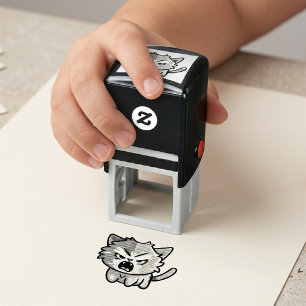 Süße Kawaii wütende Katze - Pop Art fauchende Kitt Permastempel