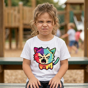Süße Kawaii Wütende Katze - Pop Art Fauchendes Kät T-Shirt