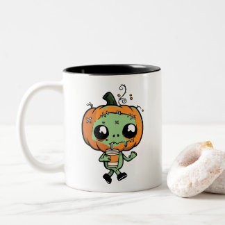 Süße Kawaii-Zombie-Kürbis-Eiskaffeetasse Zweifarbige Tasse