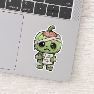 Süße Kawaii Zombie-Kürbis-Kaffeegenuss-Vinyl-Aufkl Aufkleber