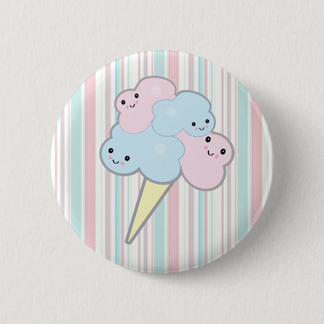 süße kawaii Zuckerwatte Button (Vorderseite)