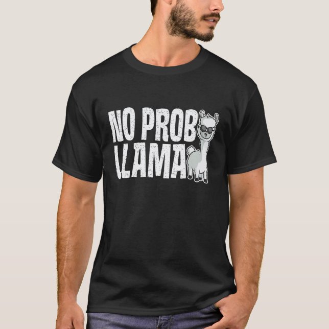 Süße Kein-Problem-Lama Regenbogen Tier Retro Vinta T-Shirt (Vorderseite)