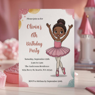 Süße Kinder Ballerina Geburtstag Einladung