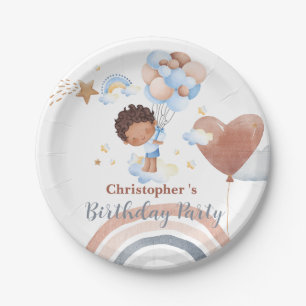 Süße Kinder Ballon Afroamerikanische Jungen Geburt Pappteller