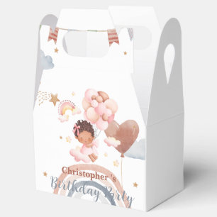 Süße Kinder Ballon Afroamerikanische Mädchen Gebur Geschenkschachtel