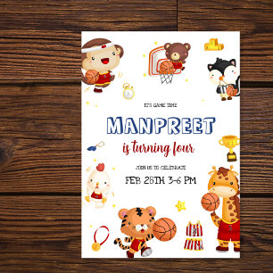 Süße Kinder Basketball Einladung