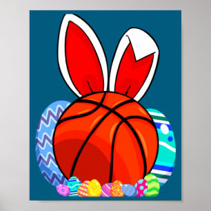Süße Kinder Basketball Osterei Hase T-Shirt  Poster