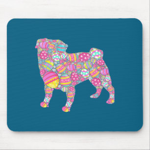 Süße Kinder Bunte Eier Mops Hund Welpe Mousepad