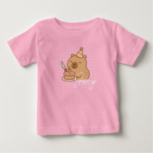 Süße Kinder Capybara isst Kuchen Geburtstag Lila Baby T-shirt