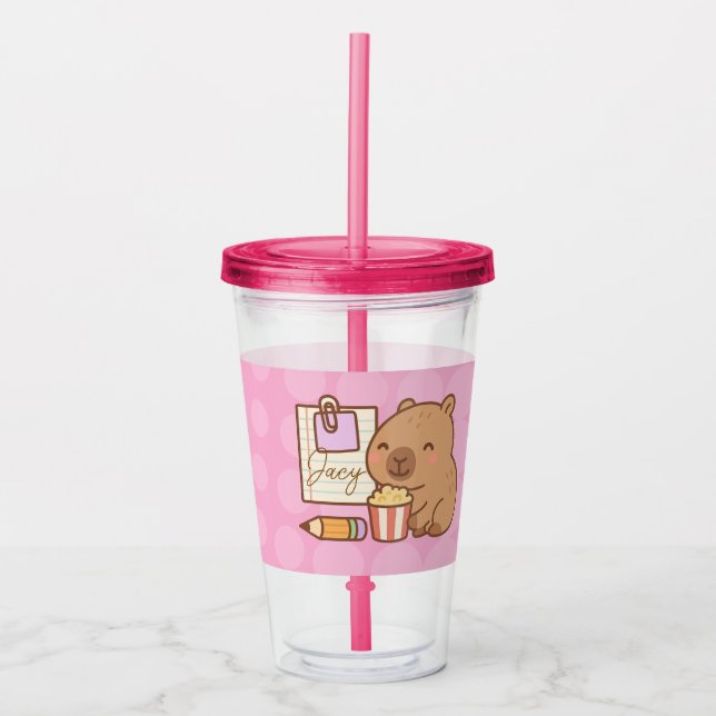 Süße Kinder Capybara Popcorn Snack Zeit Acryltrinkbecher (Vorderseite)