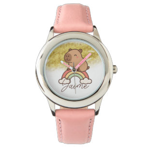 Süße Kinder Capybara Regenbogen Armbanduhr