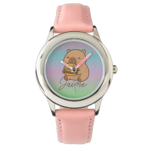 Süße Kinder Capybara Regenbogen Hamburger Armbanduhr