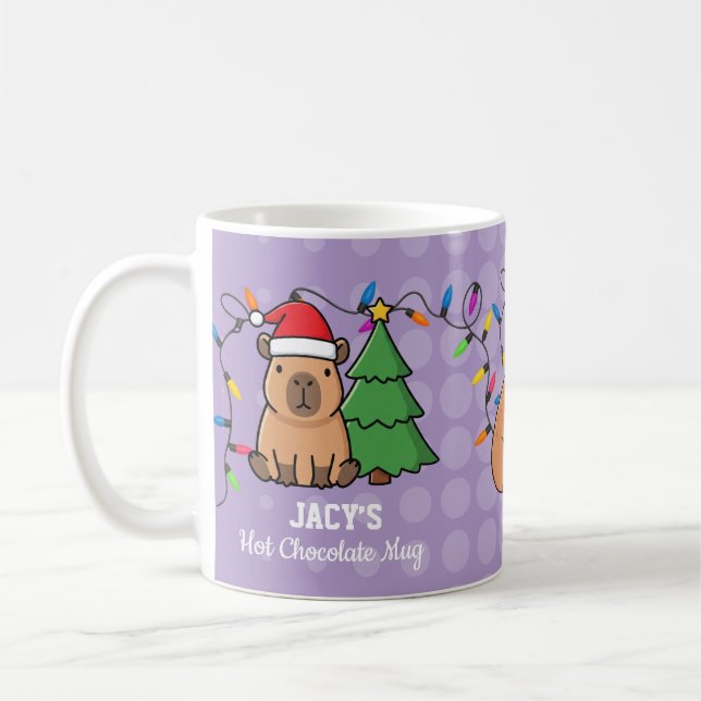 Süße Kinder Capybara Weihnachten Kaffeetasse (Links)
